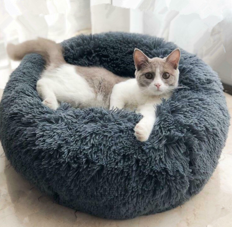 Round Fluffy Dog Bed