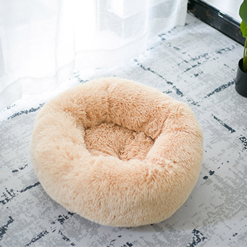 Round Fluffy Dog Bed